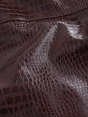Berry Red Croc Texture Faux Leather Jacket - Image 9 of 9