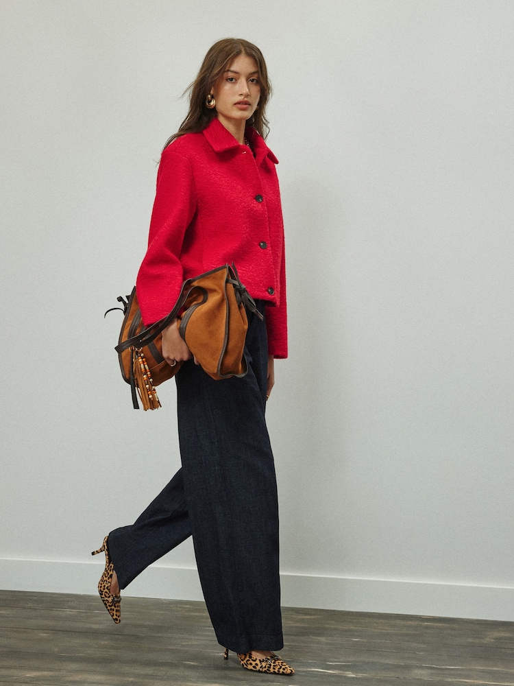 Red Coatigan Bomber Jacket - Image 2 of 9