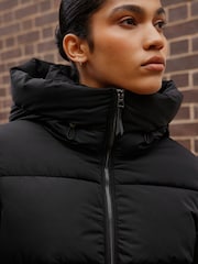 Black Shower Resistant Hooded Long Padded Puffer Coat - Image 7 of 7