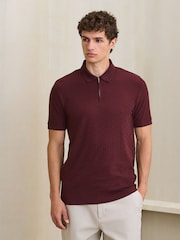 Brown Smart Jaquard Polo Shirt - Image 5 of 8