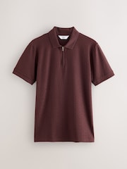 Brown Smart Jaquard Polo Shirt - Image 6 of 8