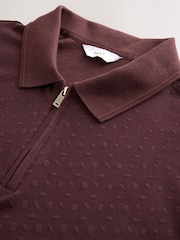 Brown Smart Jaquard Polo Shirt - Image 7 of 8