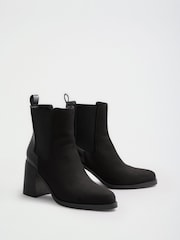 Lipsy Black Standard fit Faux Suede Mid Block Heel Pull On Chelsea Boots - Image 4 of 7