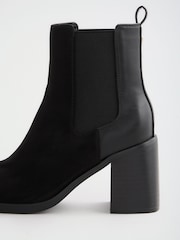 Lipsy Black Standard fit Faux Suede Mid Block Heel Pull On Chelsea Boots - Image 5 of 7