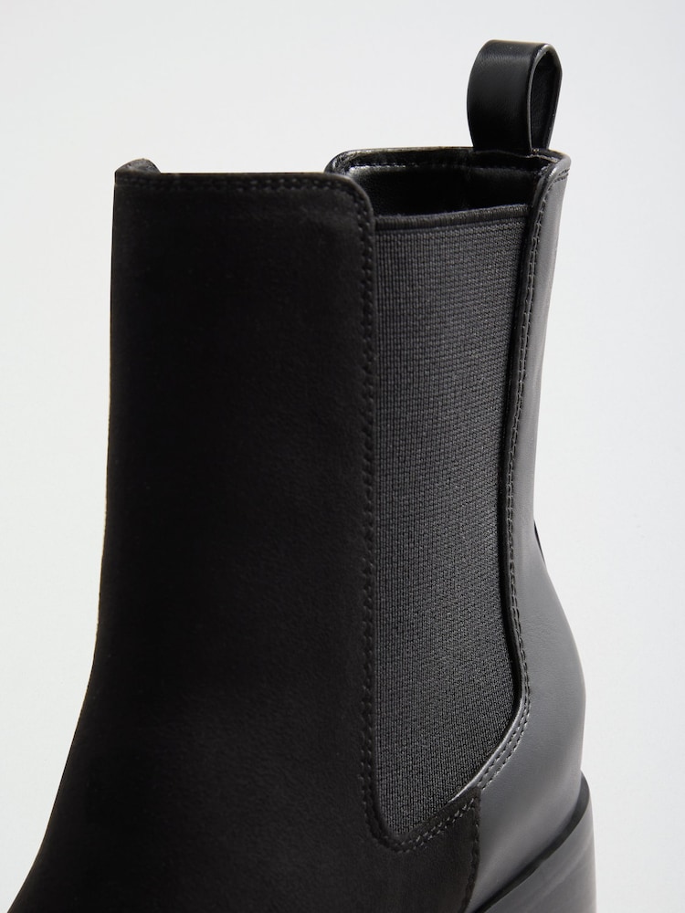 Lipsy Black Standard fit Faux Suede Mid Block Heel Pull On Chelsea Boots - Image 7 of 7 Lipsy Black Standard fit Faux Suede Mid Block Heel Pull On Chelsea Boots - Image 7 of 7