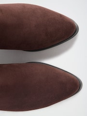 Lipsy Chocolate Brown Standard fit Faux Suede Mid Block Heel Pull On Chelsea Boots - Image 6 of 7