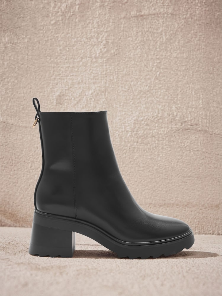 Lipsy Black Standard fit Faux Leather Patent Chunky Mid Block Heeled Boots - Image 2 of 8 Lipsy Black Standard fit Faux Leather Patent Chunky Mid Block Heeled Boots - Image 2 of 8
