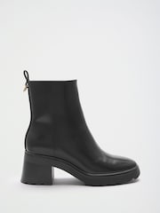 Lipsy Black Standard fit Faux Leather Patent Chunky Mid Block Heeled Boots - Image 4 of 8