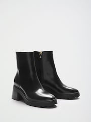 Lipsy Black Standard fit Faux Leather Patent Chunky Mid Block Heeled Boots - Image 5 of 8