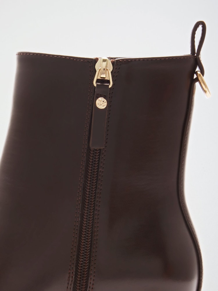 Lipsy Chocolate Brown Standard fit Faux Leather Patent Chunky Mid Block Heeled Boots - Image 7 of 7 Lipsy Chocolate Brown Standard fit Faux Leather Patent Chunky Mid Block Heeled Boots - Image 7 of 7