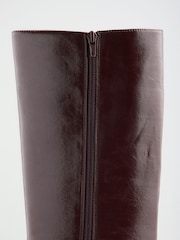 Burgunderrot - Lipsy Faux Suede Mid Block Heel Smart Knee High Long Boots - Bild 7 von 7