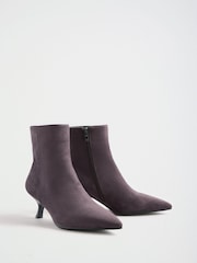 Lipsy Grey Standard fit Faux Suede Pointed Toe Low Kitten Heel Smart Ankle Boots - Image 4 of 7