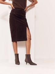 Lipsy Grey Wide Fit Faux Suede Pointed Toe Low Kitten Heel Smart Ankle Boots - Image 3 of 7