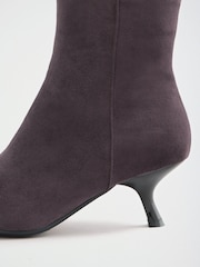 Lipsy Grey Wide Fit Faux Suede Pointed Toe Low Kitten Heel Smart Ankle Boots - Image 5 of 7