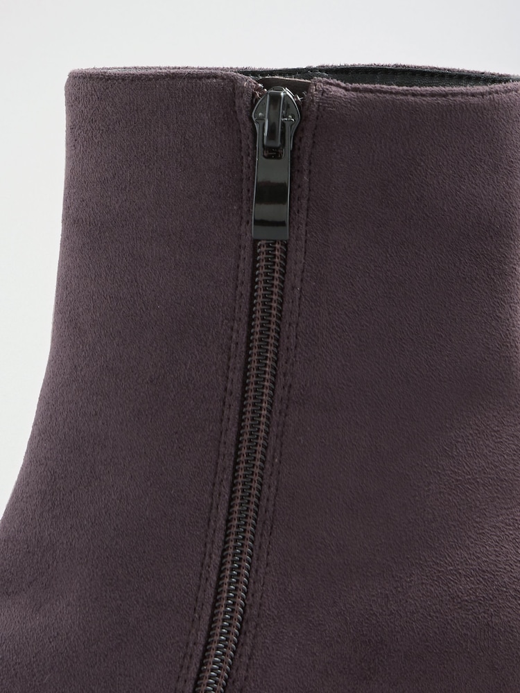 Lipsy Grey Wide Fit Faux Suede Pointed Toe Low Kitten Heel Smart Ankle Boots - Image 7 of 7 Lipsy Grey Wide Fit Faux Suede Pointed Toe Low Kitten Heel Smart Ankle Boots - Image 7 of 7