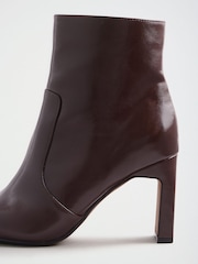 Lipsy Chocolate Brown Faux Leather Square Toe High Heel Ankle Boots - Image 5 of 7