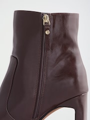 Lipsy Chocolate Brown Faux Leather Square Toe High Heel Ankle Boots - Image 7 of 7