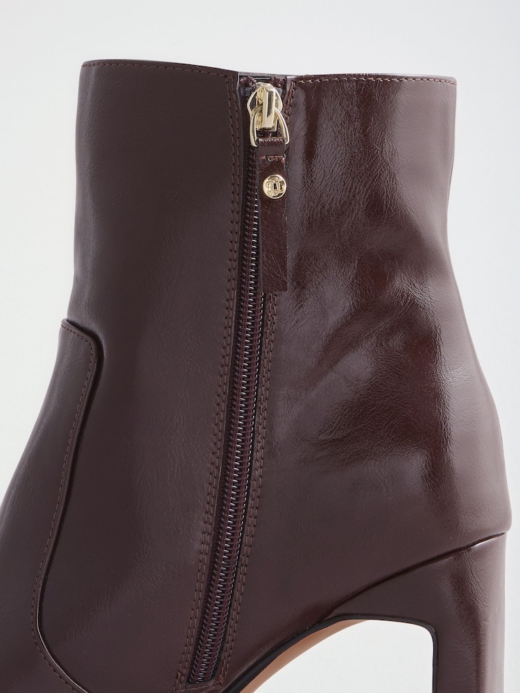 Lipsy Chocolate Brown Faux Leather Square Toe High Heel Ankle Boots - Image 7 of 7 Lipsy Chocolate Brown Faux Leather Square Toe High Heel Ankle Boots - Image 7 of 7