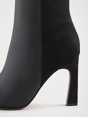 Lipsy Black Faux Leather Mixed Material Pointed Toe High Heeled Ankle Boots - Image 5 of 7