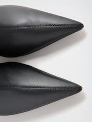 Lipsy Black Faux Leather Mixed Material Pointed Toe High Heeled Ankle Boots - Image 6 of 7
