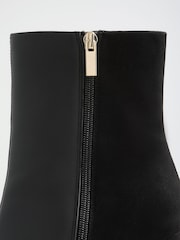 Lipsy Black Faux Leather Mixed Material Pointed Toe High Heeled Ankle Boots - Image 7 of 7