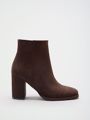 Lipsy Chocolate Brown Wide Fit Mid Block Heel Smart Ankle Boots - Image 3 of 7