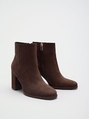 Lipsy Chocolate Brown Wide Fit Mid Block Heel Smart Ankle Boots - Image 4 of 7