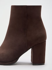 Lipsy Chocolate Brown Wide Fit Mid Block Heel Smart Ankle Boots - Image 5 of 7
