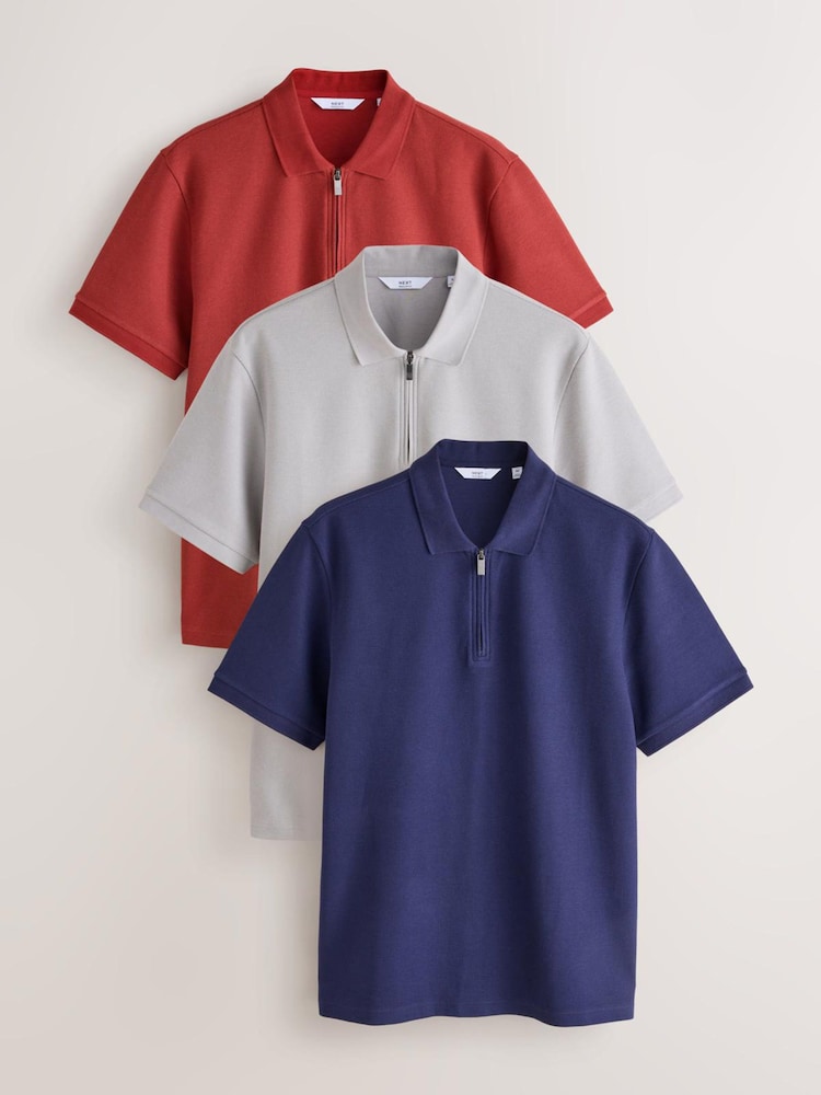 Red/Ice Grey/Navy - Polo texturé coupe classique - Image 1 de 10 Red/Ice Grey/Navy - Polo texturé coupe classique - Image 1 de 10