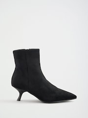Lipsy Black Standard fit Faux Suede Pointed Toe Low Kitten Heel Smart Ankle Boots - Image 1 of 5