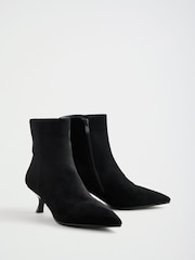 Lipsy Black Standard fit Faux Suede Pointed Toe Low Kitten Heel Smart Ankle Boots - Image 2 of 5