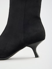 Lipsy Black Standard fit Faux Suede Pointed Toe Low Kitten Heel Smart Ankle Boots - Image 3 of 5