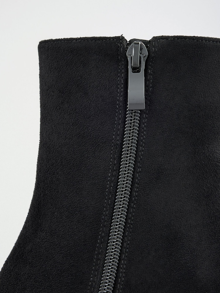 Lipsy Black Standard fit Faux Suede Pointed Toe Low Kitten Heel Smart Ankle Boots - Image 5 of 5