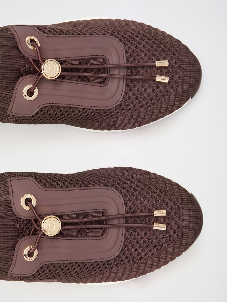 Lipsy Chocolate Brown Standard Fit Mid Wedge Knit Runner Sports Trainers - Image 4 of 4 Lipsy Chocolate Brown Standard Fit Mid Wedge Knit Runner Sports Trainers - Image 4 of 4