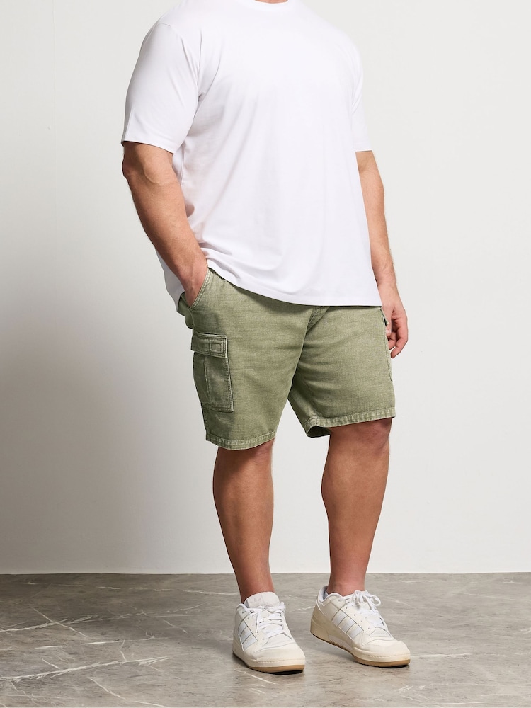 BadRhino Big & Tall Green Washed Cargo Shorts - Image 1 of 4