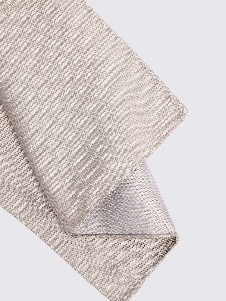 MOSS Champagne Silk Semi Plain Pocket Square - Image 2 of 2