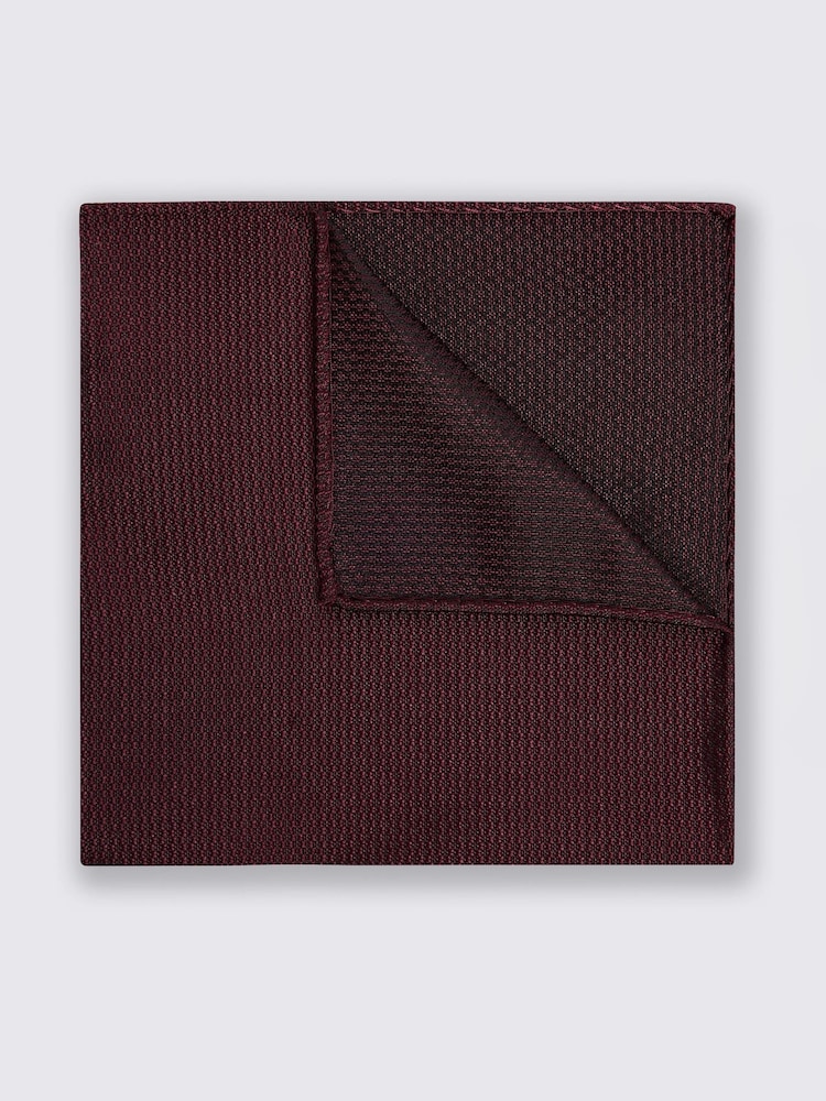 MOSS Burgundy Silk Semi Plain Pocket Square - Image 1 of 2 MOSS Burgundy Silk Semi Plain Pocket Square - Image 1 of 2