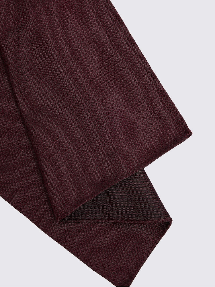 MOSS Burgundy Silk Semi Plain Pocket Square - Image 2 of 2 MOSS Burgundy Silk Semi Plain Pocket Square - Image 2 of 2