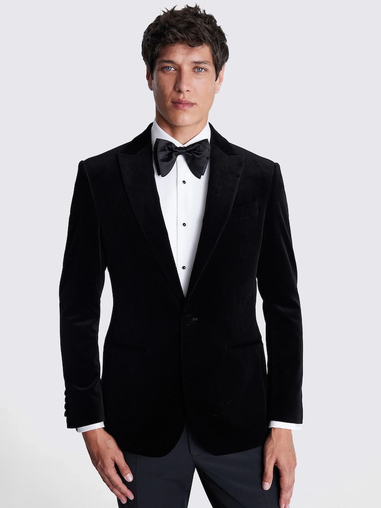 MOSS Black Tailored Fit Velvet Jacket - Image 1 of 5