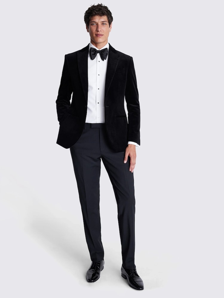 MOSS Black Tailored Fit Velvet Jacket - Image 2 of 5