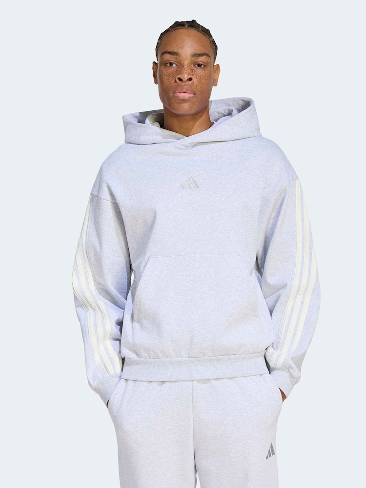 adidas Grey Kit 3-Stripes Hoodie - Image 1 of 6