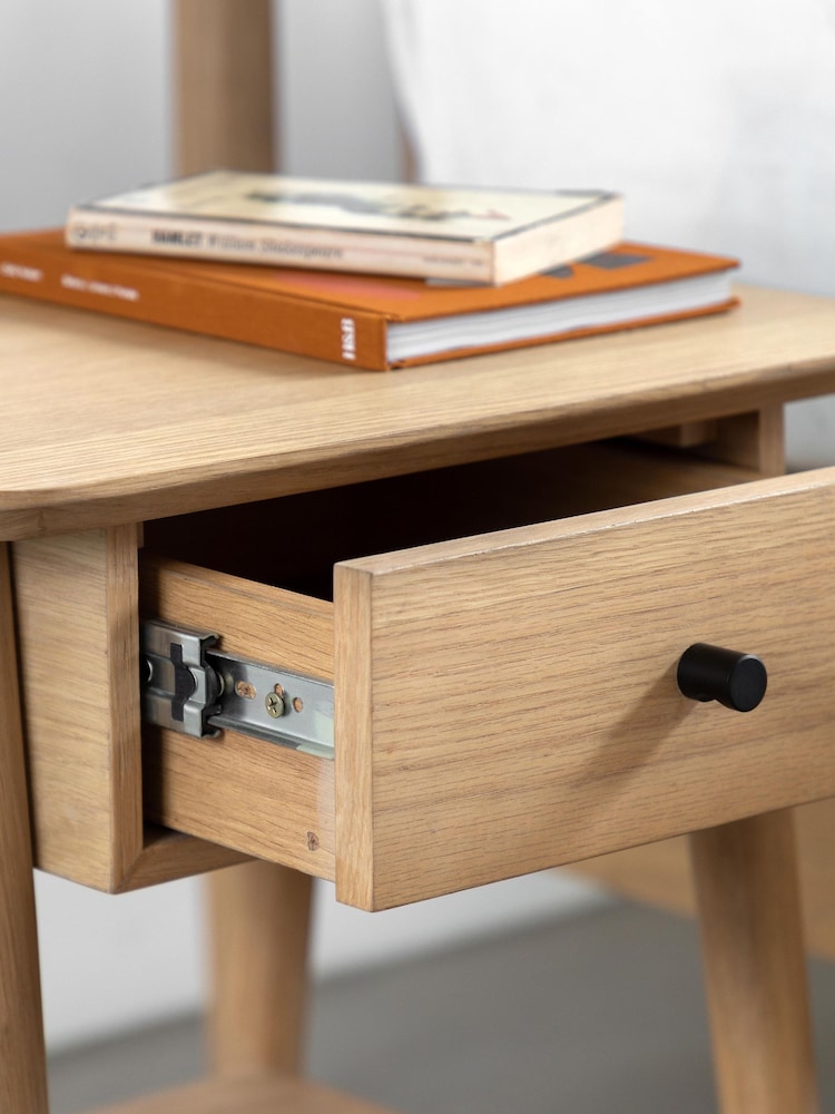 Gallery Home Natural Temara Oak 1 Drawer Bedside Table - Image 2 of 8 Gallery Home Natural Temara Oak 1 Drawer Bedside Table - Image 2 of 8