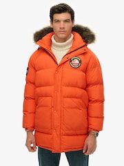Superdry Orange Everest Longline Baffled Parka - Image 1 of 7