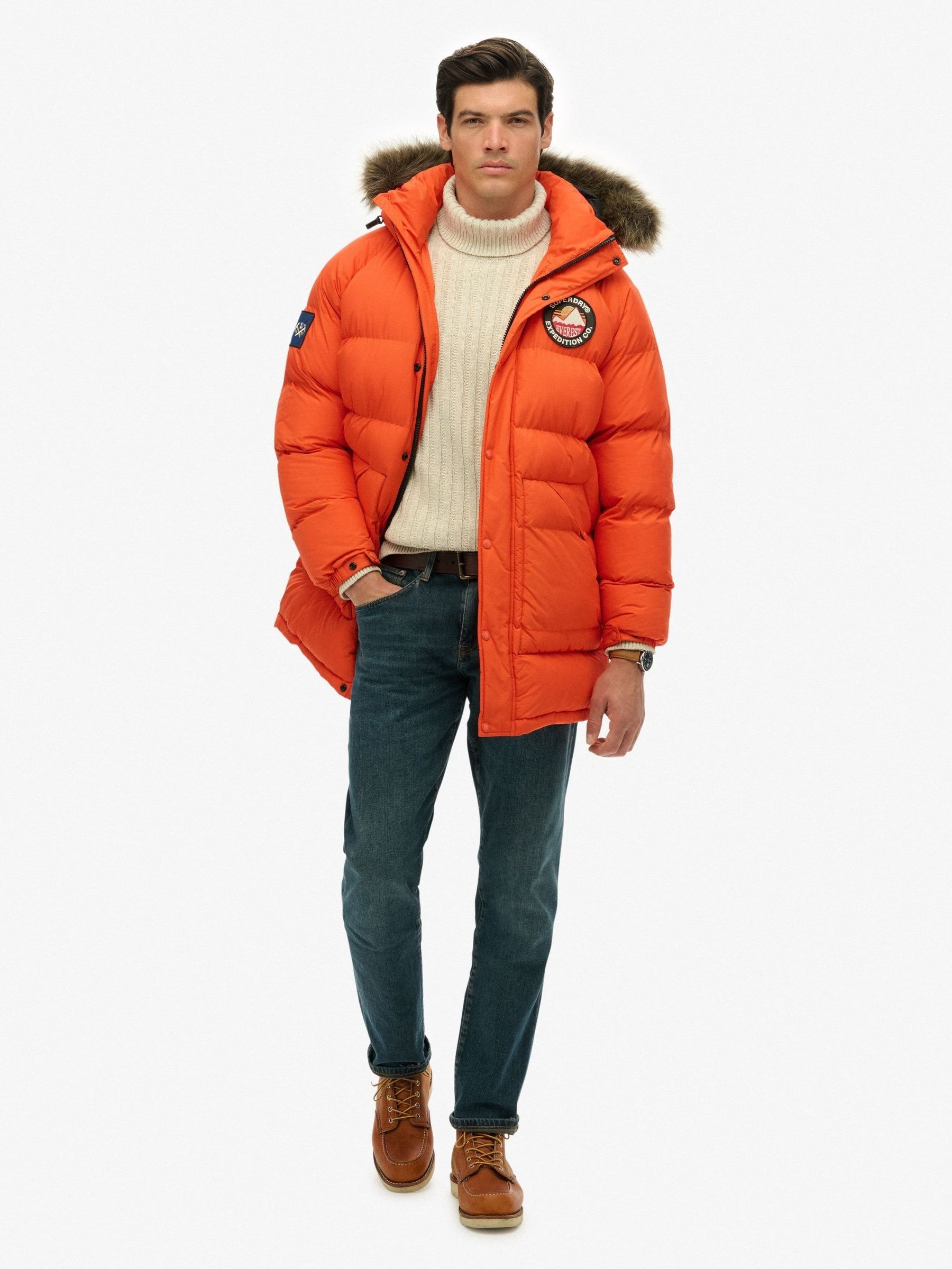 Buy Superdry Orange Everest Longline Baffled Parka from Next USA