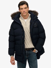 Superdry Blue Everest Longline Baffled Parka - Image 3 of 7