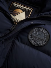 Superdry Blue Everest Longline Baffled Parka - Image 7 of 7