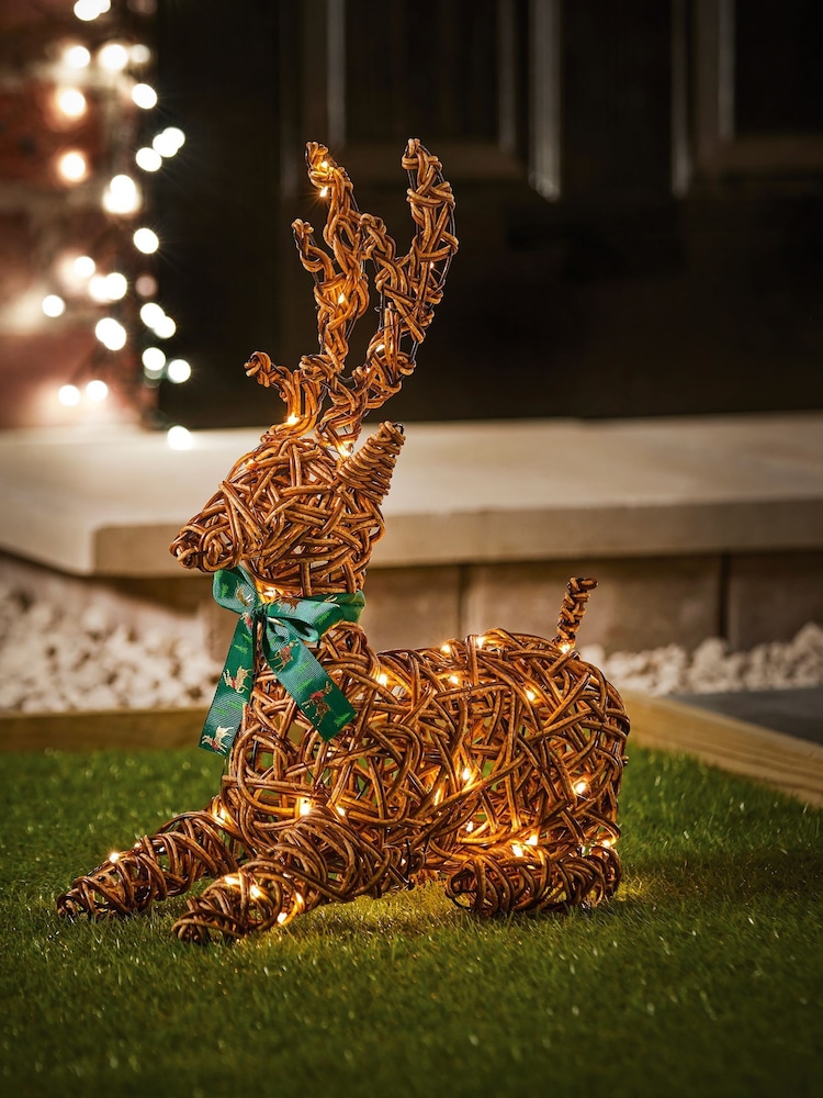 Premier Decorations Ltd 47cm Lit MA Battery Operated Lying Rattan Reindeer - Image 1 of 3