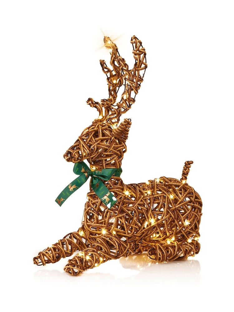 Premier Decorations Ltd 47cm Lit MA Battery Operated Lying Rattan Reindeer - Image 3 of 3