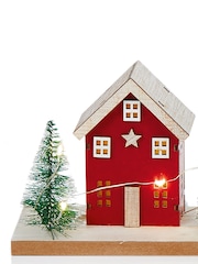 Premier Decorations Ltd 40cm BO Lit Wooden Houses Scene - Image 2 of 2