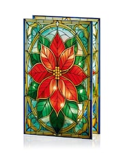 Premier Decorations Ltd 21cm BO Lit Poinsettia Stained Glass Table Top - Image 2 of 3